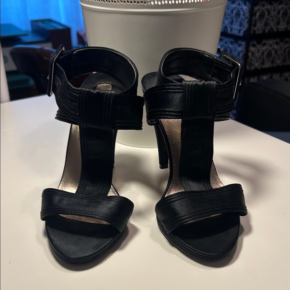 Black Satin Women's Heels
